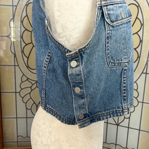 Vintage Levi's 90's Denim Jeans Button Up Side Button Vest Size L - Picture 3 of 9